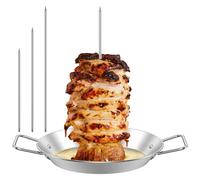 Vertical Meat Skewer, Stainless Steel Barbecue Spit Skewer Grill with 3 Removable Vertical Skewers (8", 10", 12"), Kebab Pan Shawarma Stand for Roasting Steak Chicken Sausage Taco Fish (style1)
