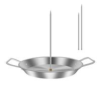 Vertical Meat Skewer, Stainless Steel BBQ Vertical Skewer Grill, Brazilian Barbecue Grilling with 3 Replacement Spikes, Rack Meat Spit with Drip Tray for Steak, Chicken, Fish, Turkey, Kebab