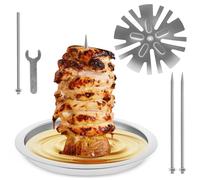Vertical Meat Skewer Stainless Steel BBQ Vertical Skewer Kebab Spike Pan Gyros Skewers Plate Grill Rack Barbecue Spit Skewers Grill Kebab Spike for Whole Chicken Fish Sausage Steak