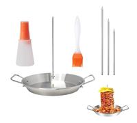 Vertical Meat Skewer Stainless Steel Vertical Skewer Vertical Kebab Skewer Grill Stand Vertical Skewer Grill Rack with 1 Gyro Pan 1 Oil Bottle 1 Brush 3 Removable Skewer for Barbecue Steak Kebab Gyros