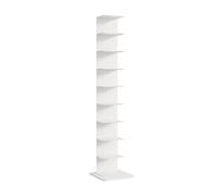 Vertical Metal Book Tower, 9-Tier Heavy-Duty Bookshelf nizer, Free-Standing Storage Rack for Home & Office, Stylish Red Design for Efficient Space-Saving.