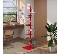 Vertical Metal Bookshelf, 9-Tier Rotating Book Tower, Industrial Style Floor Stand Bookcase for Living Room, Bedroom, Office - Green Color