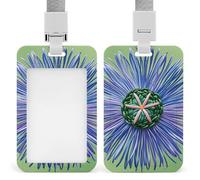 Vertical Modern Silk Threads Cloverleaf Filigree Badge Holder Heavy Duty Id Card Holder with Breakaway Lanyard Waterproof Name Tag Card Badge Holder Case Protector with Clear Window for Nurse Office