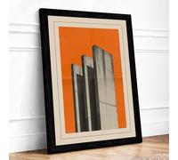 Vertical Modernism Minimalist Framed Wall Art Print A2 Black