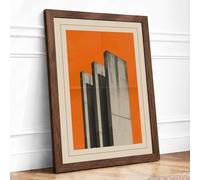 Vertical Modernism Minimalist Framed Wall Art Print A3 Walnut