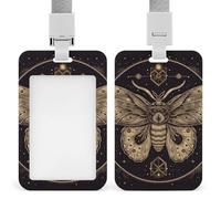Vertical Moth Badge Holder with Breakaway Lanyard Heavy-Duty Abs Id Card Protector Waterproof Clear Window for Nurse Teacher Office Worker Detachable for Id Badge Credit Card Transit Pass