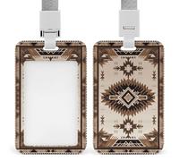 Vertical Native American Badge Holder with Breakaway Lanyard Heavy-Duty Abs Id Card Protector Waterproof Clear Window for Nurse Teacher Office Worker Detachable for Id Badge Credit Card Transit Pass