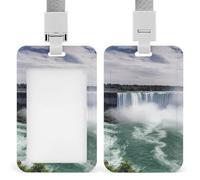Vertical Niagara Falls Badge Holder with Breakaway Lanyard Heavy-Duty Abs Id Card Protector Waterproof Clear Window for Nurse Teacher Office Worker Detachable for Id Badge Credit Card Transit Pass