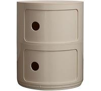 Vertical Nightstand with Drawer 2-Tier White Wood Side Table Round Storage Cabinet 3/4 Layer Plastic nizer Sliding Door Modern Accent Table for Bedroom