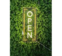 Vertical Open Neon Sign UV Printing Patterm (Warm White, 16.5x7'')