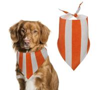 Vertical Orange White Striped Dog Bandanna Adjustable Pet Triangle Kerchief Scarf for Cat And Dog