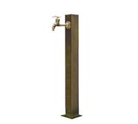 Vertical Outdoor Water Column with All Copper Faucet, 304 Stainless Steel Square Base, Antique Faucet Decorative Fountain for Garden Farm Backyard(Single Out,80cm)