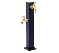 Vertical Outdoor Water Faucet Station for Garden Stainless Steel Garden Column with Dual Outlets Garden Irrigation Solution (Black 15x15x85cm 6x6x33in)