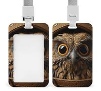 Vertical Owl Eyes Badge Holder Heavy Duty Id Card Holder with Breakaway Lanyard Waterproof Name Tag Card Badge Holder Case Protector with Clear Window for Nurse Office