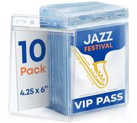 Vertical Passport & ID Badge Holders w/Zipper Seal - 4x6”, Clear, 10 PK