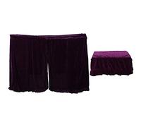 Vertical Piano Full Dust Cover Single Stool Purple Pleuche Macrame Protection Split Curtain Design Elegant Look