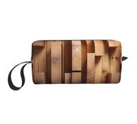 Vertical Planks in Carpentry Oak Timber print Travel Toiletry Pouch, Pencil Bag Canvas Makeup Bag, Multi-Purpose Cosmetic Bag with Zipper, White, One Size