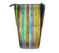 Vertical Planks in Carpentry Oak Timber Standing Telescopic Pencil Bag Oxford Cloth Bag Portable for Boys Girls Teens Students Office