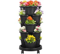 Vertical Planter 5 Tier Stackable Garden Pot Tower Balcony Planting | Stackable planting system flexible arrangement suitable for balconies patios gardens and vertical growing spaces