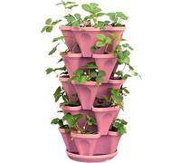 Vertical Planter 6 Tier Stackable Planters Garden Tower Planters Strawberry Herb Flower and Vegetable Planter Indoor Outdoor Gardening Pots with Removable Wheels