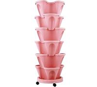 Vertical Planter Set, 6 Tier Stackable Garden Tower for Growing Strawberries, Herbs, Vegetables, and Flowers - Indoor Outdoor Gardening Pots with Removable Trays