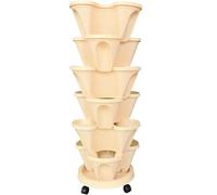 Vertical Planter Set, 6 Tier Stackable Garden Tower for Growing Strawberries, Herbs, Vegetables, and Flowers - Indoor Outdoor Gardening Pots with Removable Trays