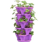 Vertical Planter Stackable Garden Tower for Herbs, Flowers, and Vegetables - 6 Tier Planter with Removable Wheels for Indoor/Outdoor Gardening