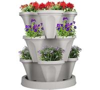 Vertical Planter Stackable Garden Tower with Wheels, Indoor Outdoor Flower Pot for Herbs and Strawberries, Space Saving, Portable Caddy for Balcony Gardening