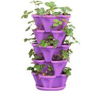 Vertical Planter Tier Stackable Garden Tower for Strawberry, Herb, Flower, and Vegetable Indoor/Outdoor Gardening - Set of