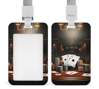 Vertical Poker Tournament Badge Holder Heavy Duty Id Card Holder with Breakaway Lanyard Waterproof Name Tag Card Badge Holder Case Protector with Clear Window for Nurse Office