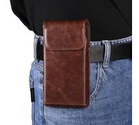 Vertical Premium Leather Belt Clip Phone Holster for iPhone 15 14 13 12 Pro Max 15 14 Plus,6.7 inch Cell Phone Holster for Samsung Galaxy S23 FE,S21 FE,S23 Ultra S23,S22, S22+ 5G(Coffee)
