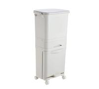 Vertical Rectangular Trash Bin with Sorting Compartment, Recycling Pedal Bin, White Waste Container for Effortless Waste Management and nization