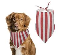 Vertical Red Stripes on Linen Dog Bandanna Adjustable Pet Triangle Kerchief Scarf for Cat And Dog