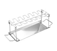 Vertical Roaster Stand - Stainless Steel Roasting Stand | Chicken Drumstick Grill Rack | Chicken Leg Wing Holder for Grill with Drip Tray | Non-Stick Foldable BBQ Tools for Barbecue Backyard Campin