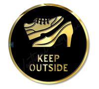 Vertical Root Inc® |Please Leave/Remove Your Shoes at The Door 5.8 inch by 5.8 inch Black Gold Self adhesive Sign, Business Stores Cafe Shop Hospital School Office Hotel corporate