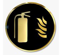 Vertical Root Inc Premium BLACK GOLD Finish Acrylic FIRE EXTINGUISHER DOOR Sign Easy to Mount Self-Adhesive Tape Signage for Hotel Office Resort Society Corporate Business Hospital