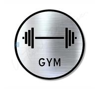 Vertical Root Inc Premium Brush Finish Silver Acrylic Gym Sign Easy to Mount 3M Double Side Tape 5.8 Inch Signage Self-Adhesive for Clubhouse Gym Resort Hotel Fitness House Society