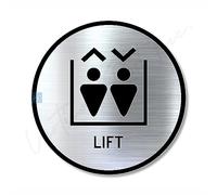 Vertical Root Inc Premium Brush Finish Silver Acrylic Lift Elevator Sign Easy to Mount 3M Double Side Tape 5.8 Inch Signage Self-Adhesive for Society Building Business Hospital School Office Hotel