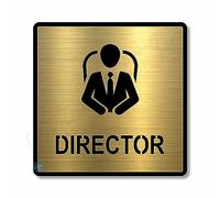 Vertical Root Inc Premium BRUSH GOLD Finish Acrylic 5.8 x 5.8 INCH SQUARE DIRECTOR DOOR Sign Easy to Mount 3M Self-Adhesive Tape Signage for Hotel Office Resort Society Corporate Business.