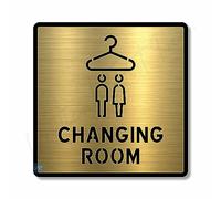 Vertical Root Inc Premium BRUSH GOLD Finish Acrylic CHANGING ROOM DOOR Sign Easy to Mount 3M Self-Adhesive Tape Signage for Hotel Office Resort Society Corporate Business.