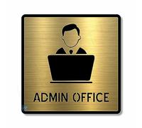Vertical Root Inc Premium BRUSH GOLD Finish AcrylicADMIN OFFICE DOOR Sign Easy to Mount 3M Self-Adhesive Tape Signage for Hotel Office Resort Society Corporate Business.