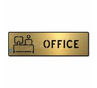 Vertical Root Inc Premium GOLD Brush Finish Acrylic OFFICE DOOR Sign Easy to Mount 3M Self-Adhesive Tape Signage for Hotel Office Resort Society Corporate Business Hospital