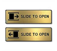Vertical Root Inc SLIDE TO OPEN Sign/Sticker-Premium Brush Gold Acrylic Signage.Durable,Simple installation.Self Adhesive 3M Tape.Glass Door Sign for office, shops,Hotel and commercial spaces.