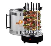 Vertical Rotating Barbecue Grill Electric Smoke-Free For Kebab, Skewers, Vertical Rotisserie Grill Roast w/8 Grill Fork- Perfect For Home Parties BBQ Automatic Rotating