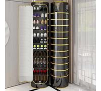 Vertical Rotating Shoe Rack Tower - Cylindrical Swivel Shoe Cabinet for Home Use - Space-Saving Black Gold 85cm/33in Rotative Shoe Storage Solution