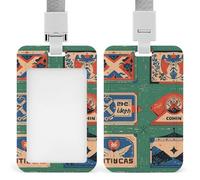 Vertical Scottish Retro Badge Holder Heavy Duty Id Card Holder with Breakaway Lanyard Waterproof Name Tag Card Badge Holder Case Protector with Clear Window for Nurse Office