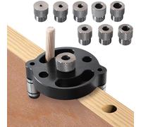 Vertical Self Centering Dowel Jig Kit,Drill Bit Guide Jig Positioner with 9pcs Drill Bushings for 2 to 10mm,Woodworking Center Drilling Locator, Joints Tools for Straight Holes Wood Panel Hole Puncher
