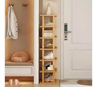 Vertical Shoe Rack - 5/7/8-Tier Narrow Wooden Tower for Small Spaces, Space-Saving Shoe nizer for Entrance, Closet, Corner, Stackable Design.