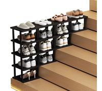 Vertical Shoe Rack for Small Spaces Narrow Wood Shoe nizer Stackable Closet Storage Stand Entryway Holder for Boots 5-4-3-2 Tier Shelves (Color: B)