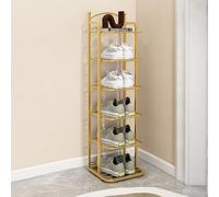 Vertical Shoe Rack, Metal Shoe Stand, Space Saving Shoe Rack, Shoe Rack for Entryway Small Space, for Entryway, Closet, Hallway, Easy Assembly and Stable in Structure ( Color : Gold , Size : 6 Tiers )